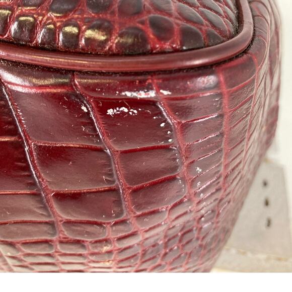 LONGCHAMP LARGE BURGNADY CROC EMBOSSED PRINT SHOULDER BAG - Picture 8 of 16